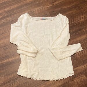 Free People Cream Long Sleeve Sweater Tee